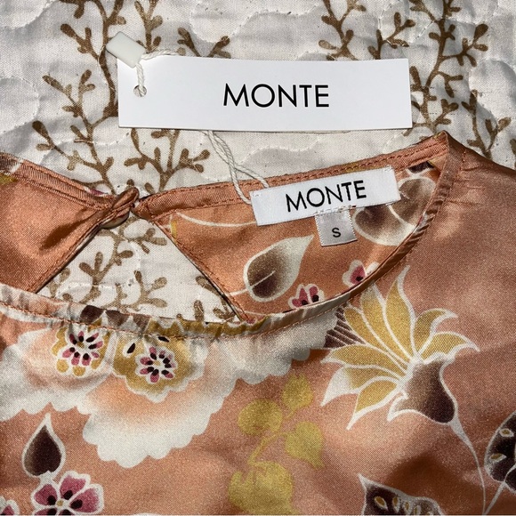 NWT SILK long sleeve formal dress pink floral print Open Back wedding guest - Picture 5 of 16